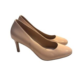 Cole Haan Heels Size 7.5B Gabbie Pump 80 mm Brushed Patent Leather Natural Beige
